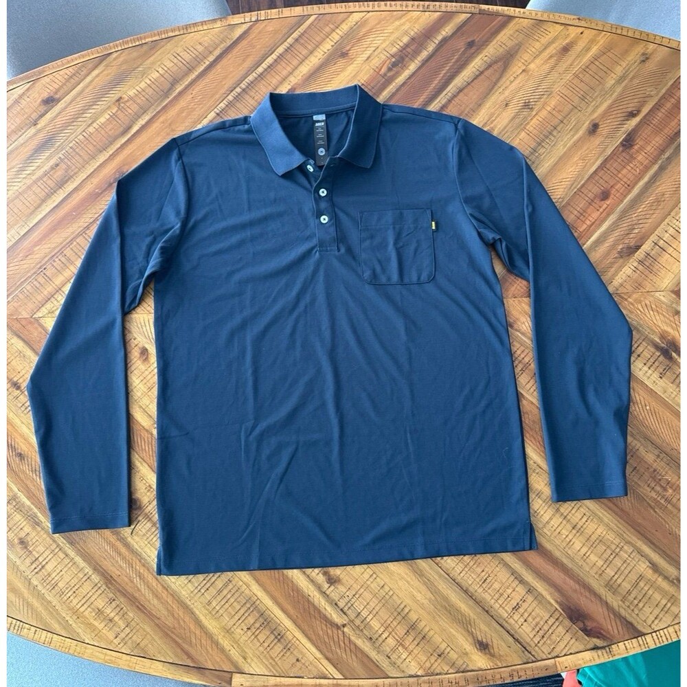 MIER Men’s Long Sleeve Performance Polo Shirt Navy Blue Golf Medium NWOT